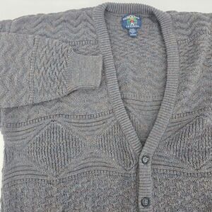 Salmon River Traders Mens Large Wool Blend Cardigan Sweater Gray Textured Knit